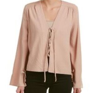 NWT OLIVACEOUS LACE UP BELL SLEEVE BLOUSE TOP